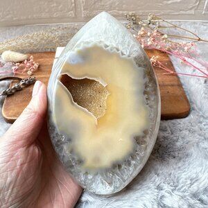 Gorgeous Large Agate with Druzy Flame/Free Form